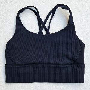 Lululemon Energy Black Longline Ribbed Sports Bra